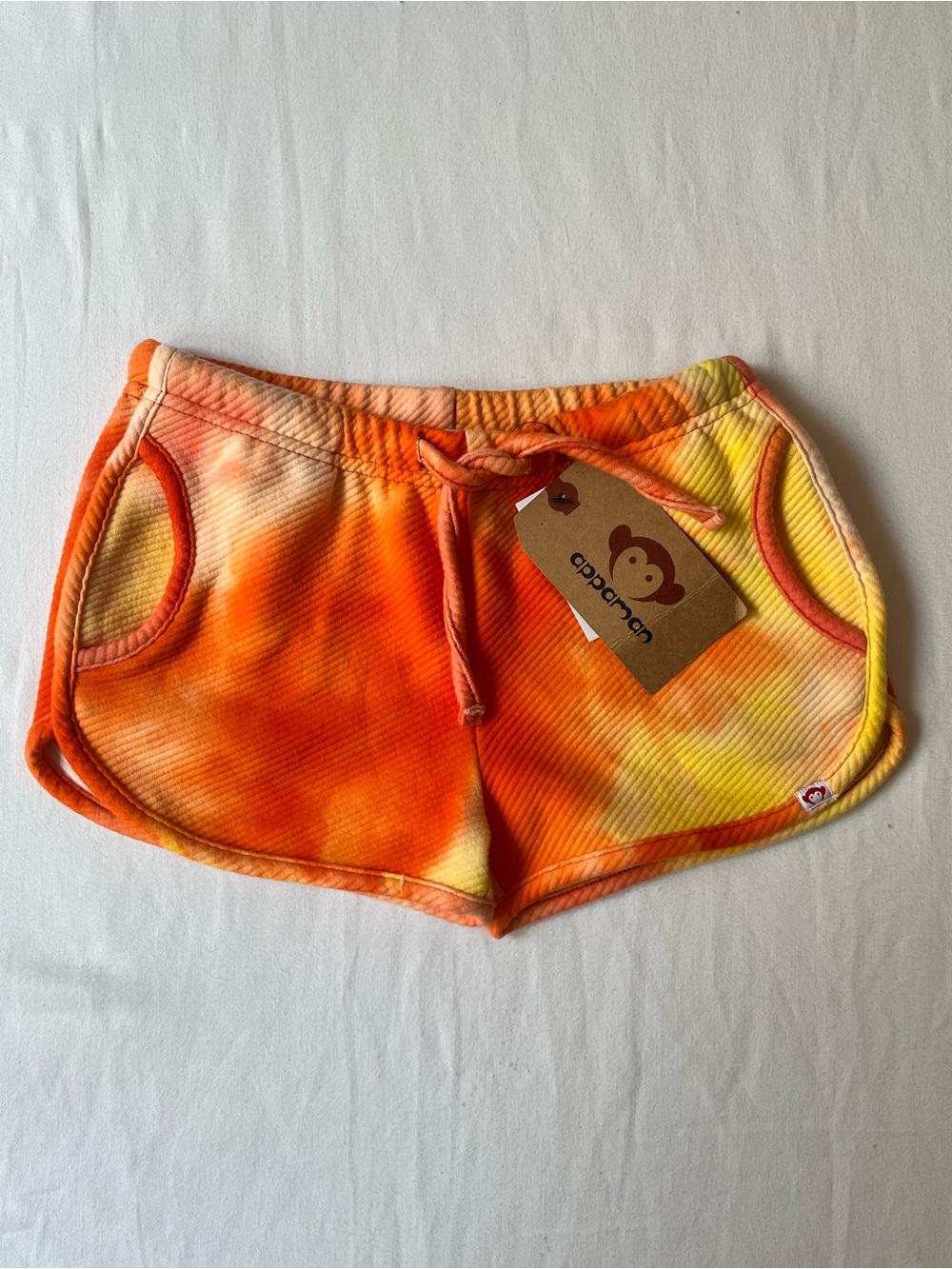 Appaman Sierra Sunray Kids' Tie-Dye Orange & Yellow Drawstring Shorts Size 7